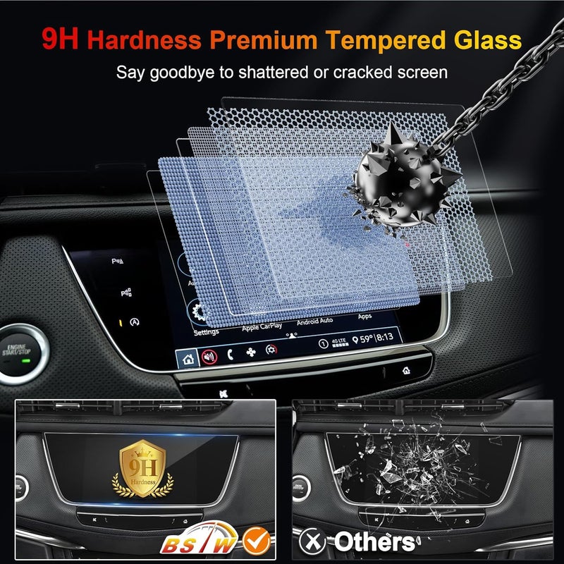 BSTW for 2025 Cadillac XT5 Screen Protector for 2017-2025 XT5/2020-2025 Cadillac XT6 Premium Luxury/Sport 8" Display for 2024 Cadillac XT5 Accessories 9H Tempered Glass Protective Film (XT5 8-In HD) - Image 5